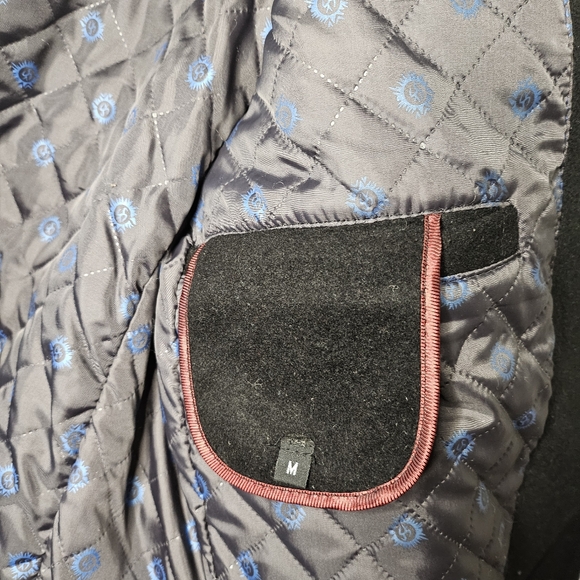 Men’s Jet Black Wool Blend Car Coat Tailored Classic Minimalist Jacket Size Med - Picture 10 of 16